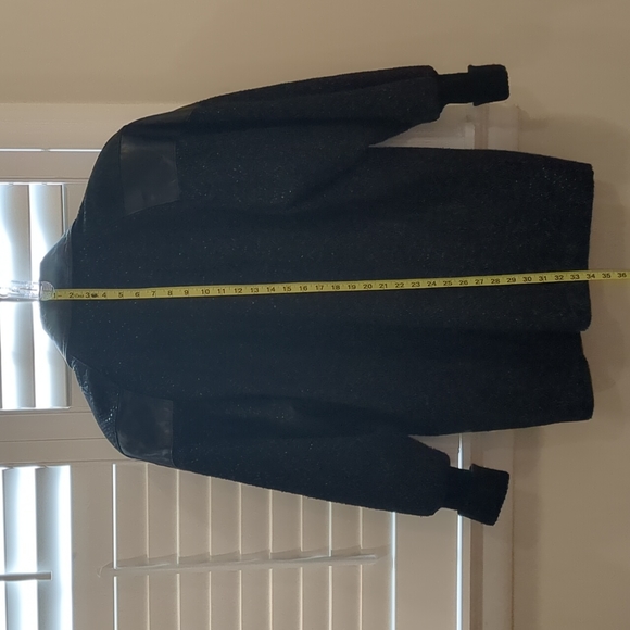 LAST DAY! Vintage 80's New York Girl wool and leather coat, size 14 - Picture 4 of 7